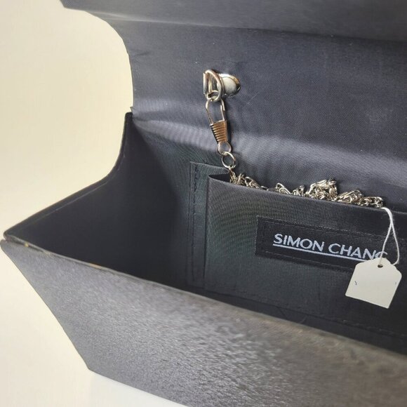Black Silver Flap Clutch Purse with Rhinestones Formal Envelope Clutch Purse - Picture 6 of 15